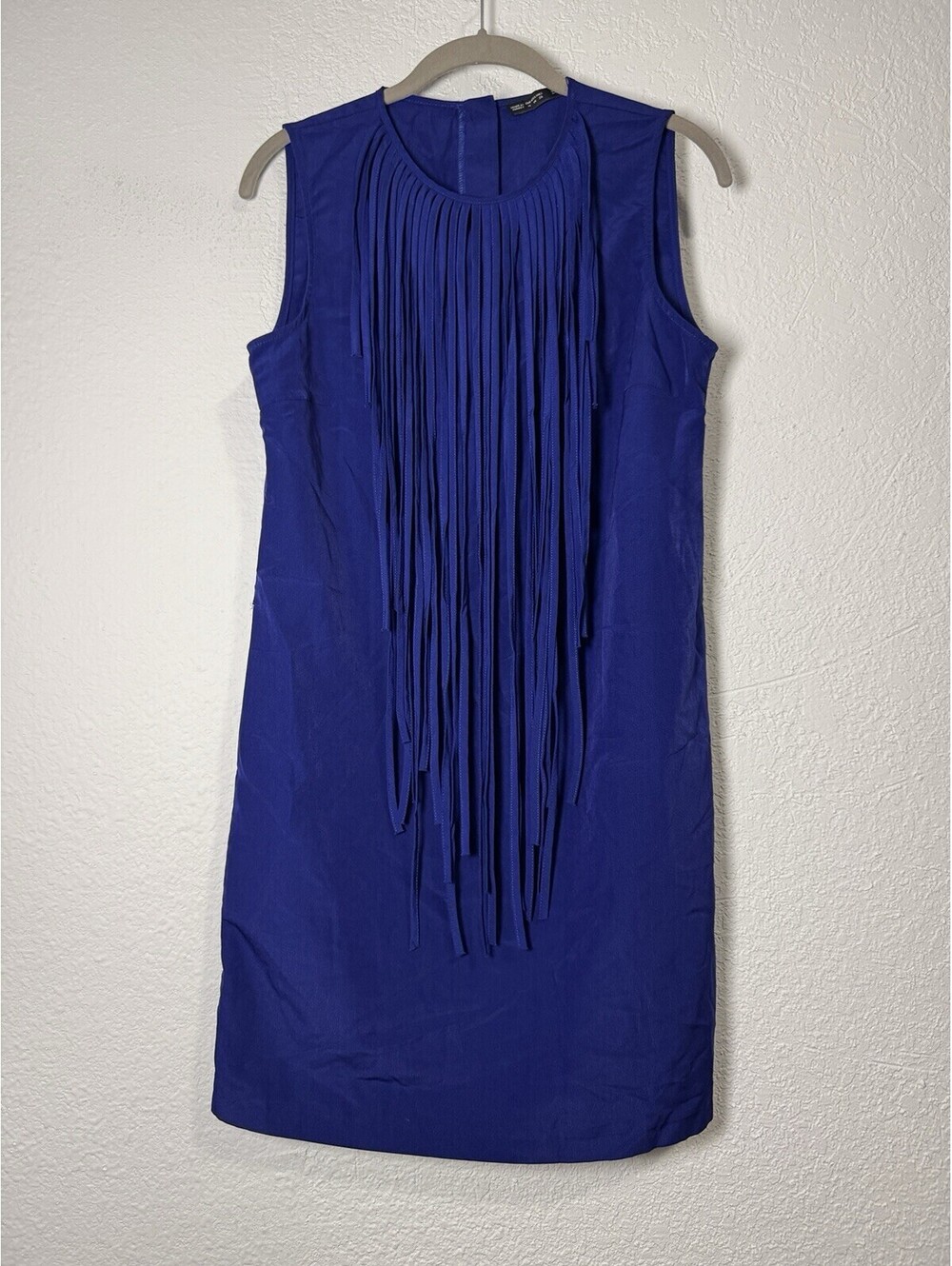 Zara FRINGED MINI DRESS Blue Color Size M. Perfect For Country Girls!!